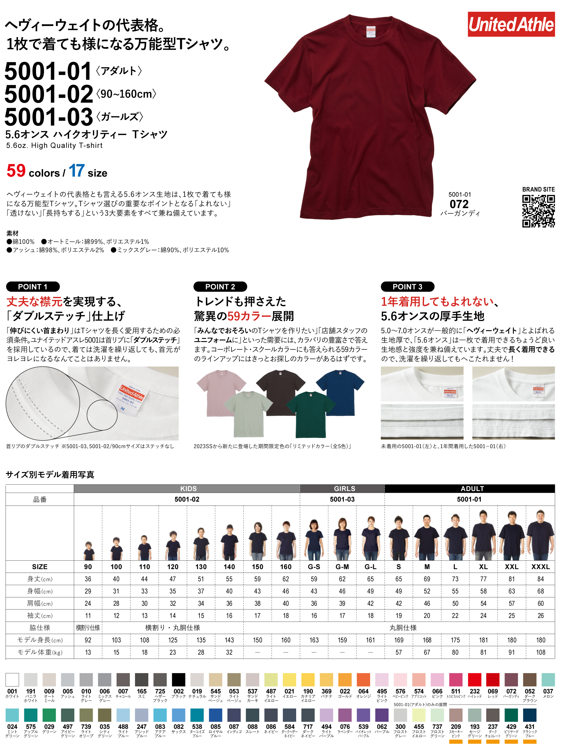 5.6オンス-ハイクオリティー-Tシャツ-No.-5001-01