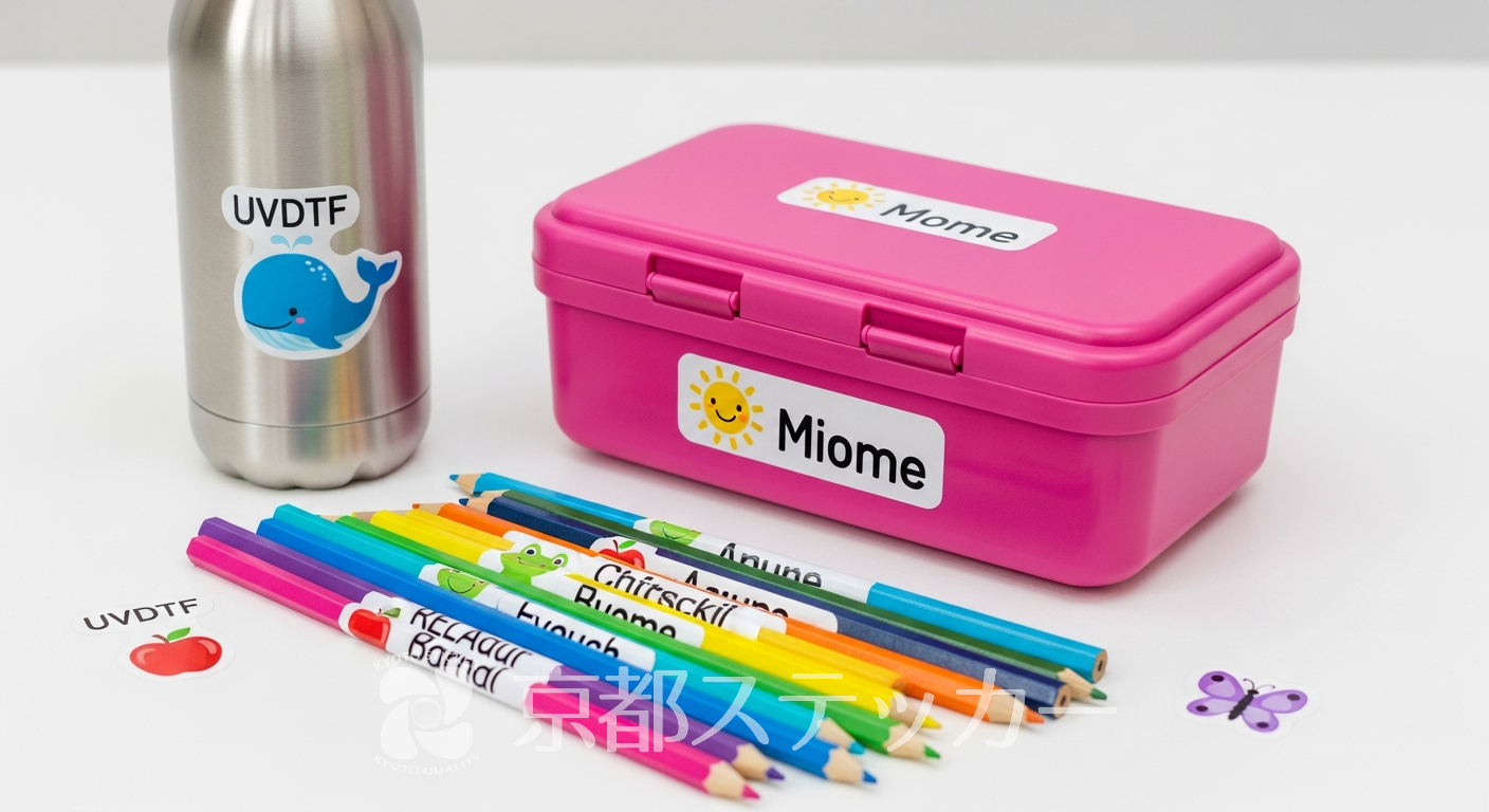 【国内最安】UVDTF名前シールは京都ステッカー!子供の持ち物に最適・格安で高耐久