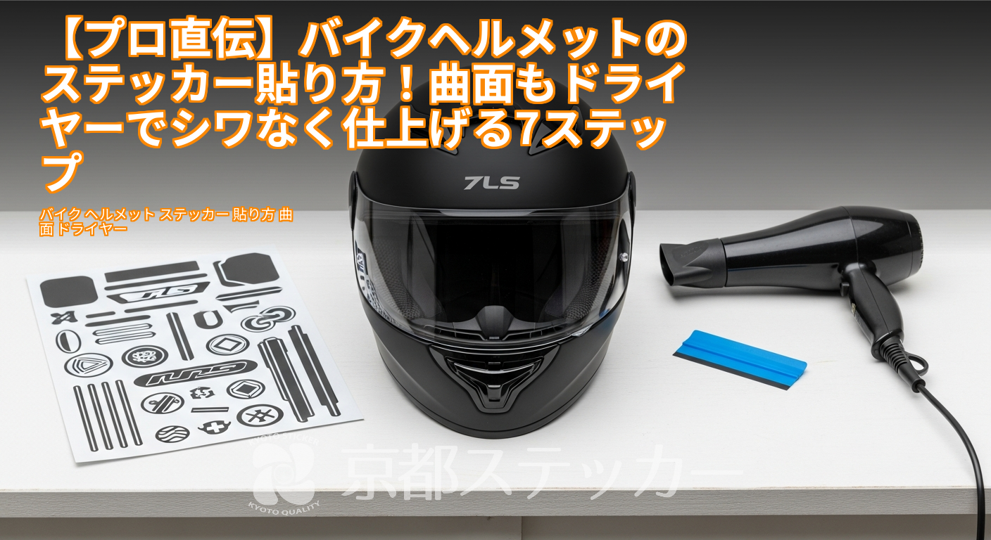 【プロ直伝】バイクヘルメットのステッカー貼り方！曲面もドライヤーでシワなく仕上げる7ステップ