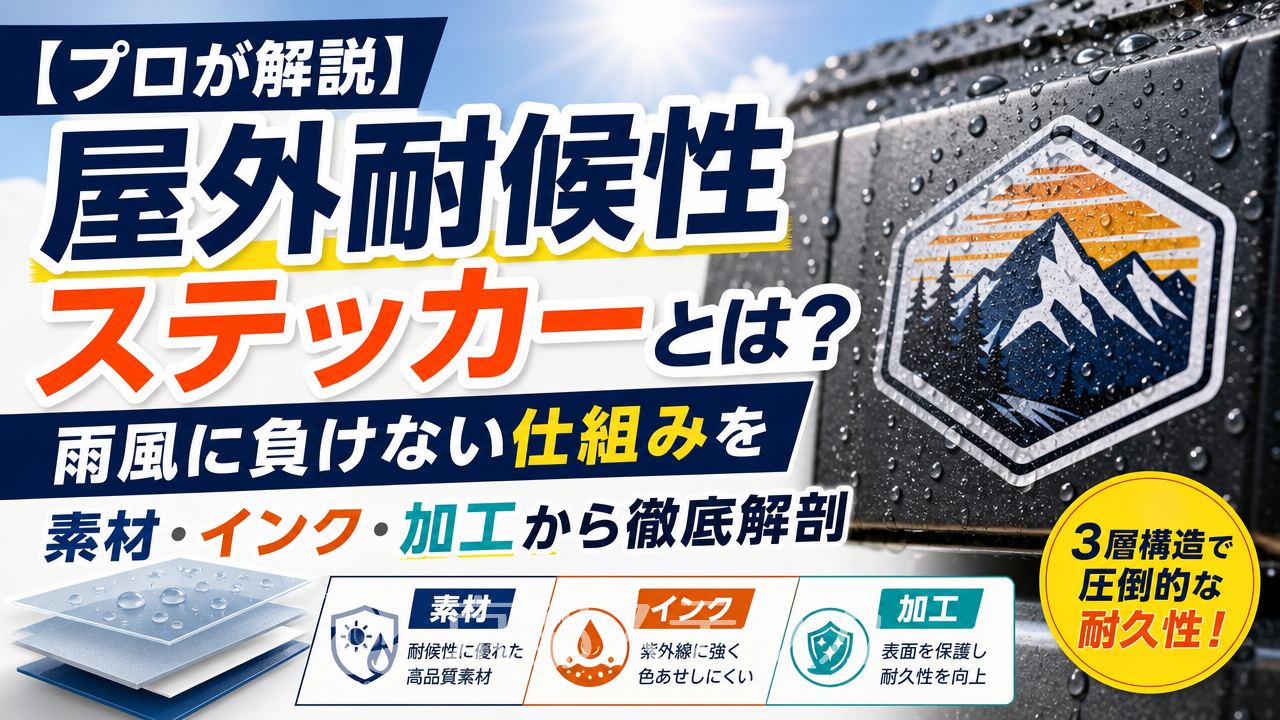 【プロが解説】屋外耐候性ステッカーとは?雨風に負けない仕組みを素材・インク・加工から徹底解剖