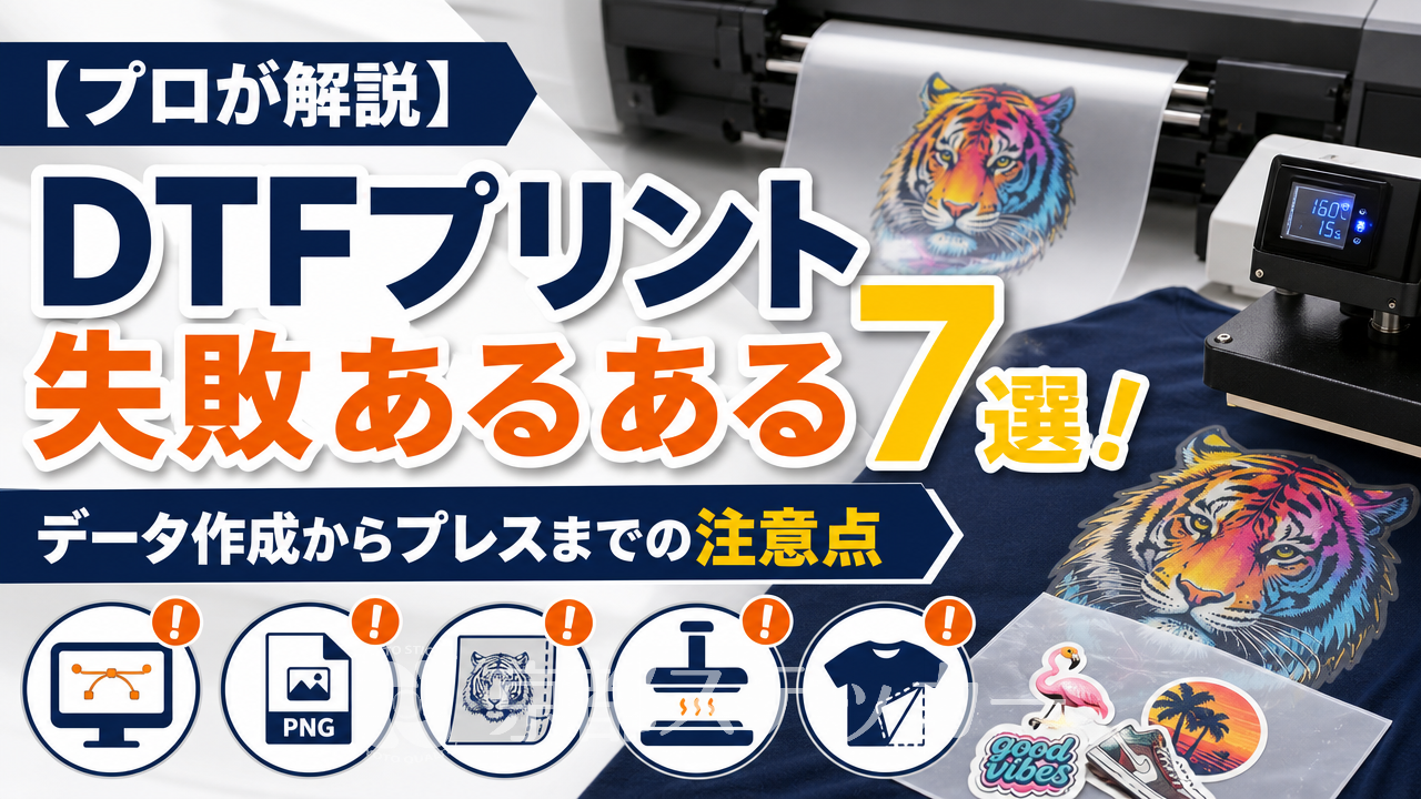 【プロが解説】DTFプリント失敗あるある7選！データ作成からプレスまでの注意点