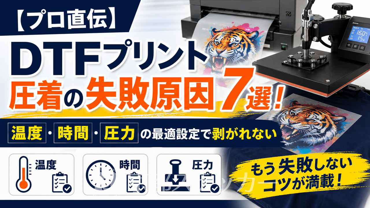 【プロ直伝】DTFプリント圧着の失敗原因7選！温度・時間・圧力の最適設定で剥がれない