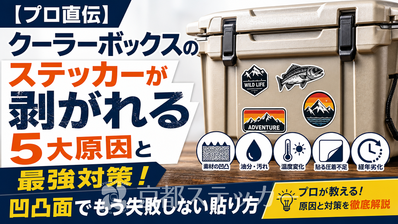 【プロ直伝】クーラーボックスのステッカーが剥がれる5大原因と最強対策！凹凸面でもう失敗しない貼り方