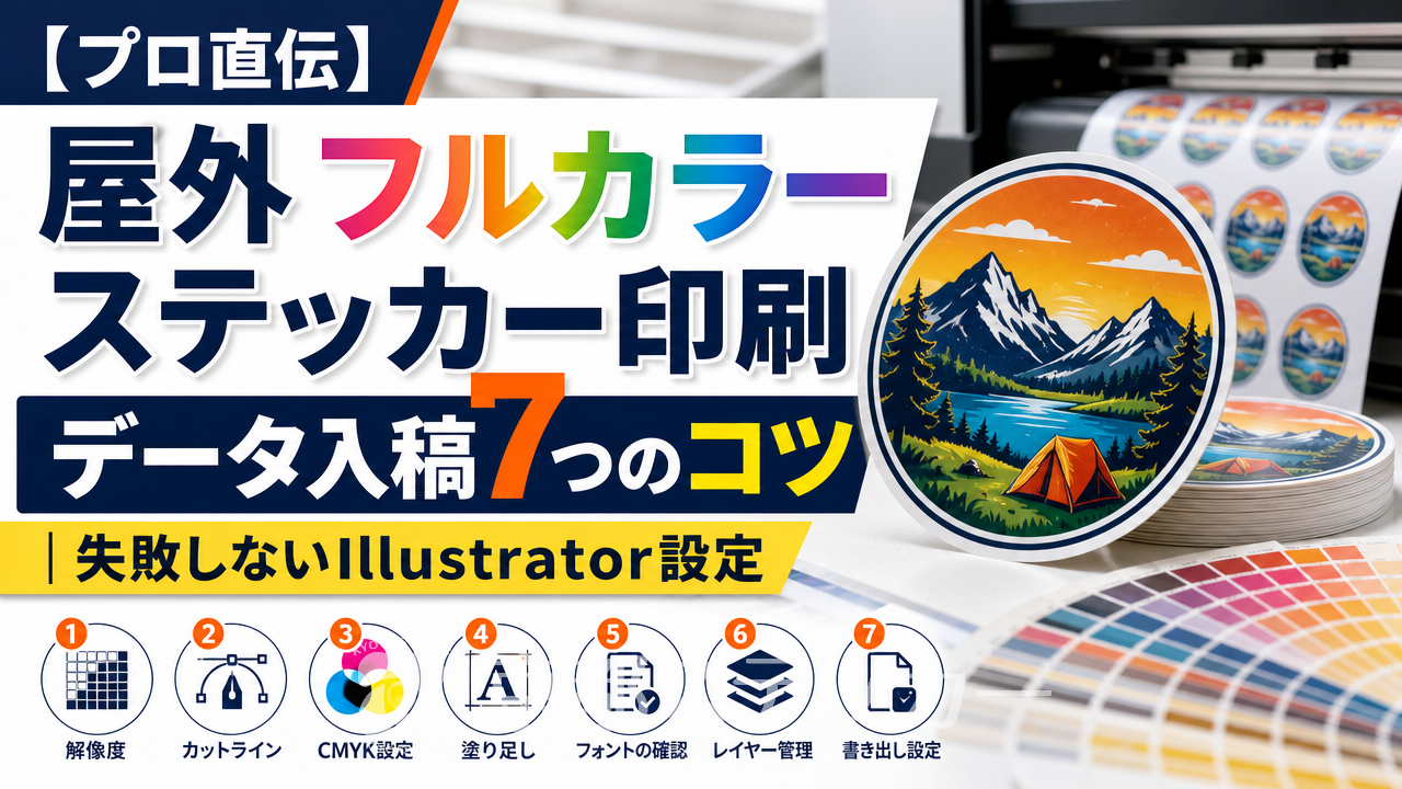 【プロ直伝】屋外フルカラーステッカー印刷データ入稿7つのコツ|失敗しないIllustrator設定