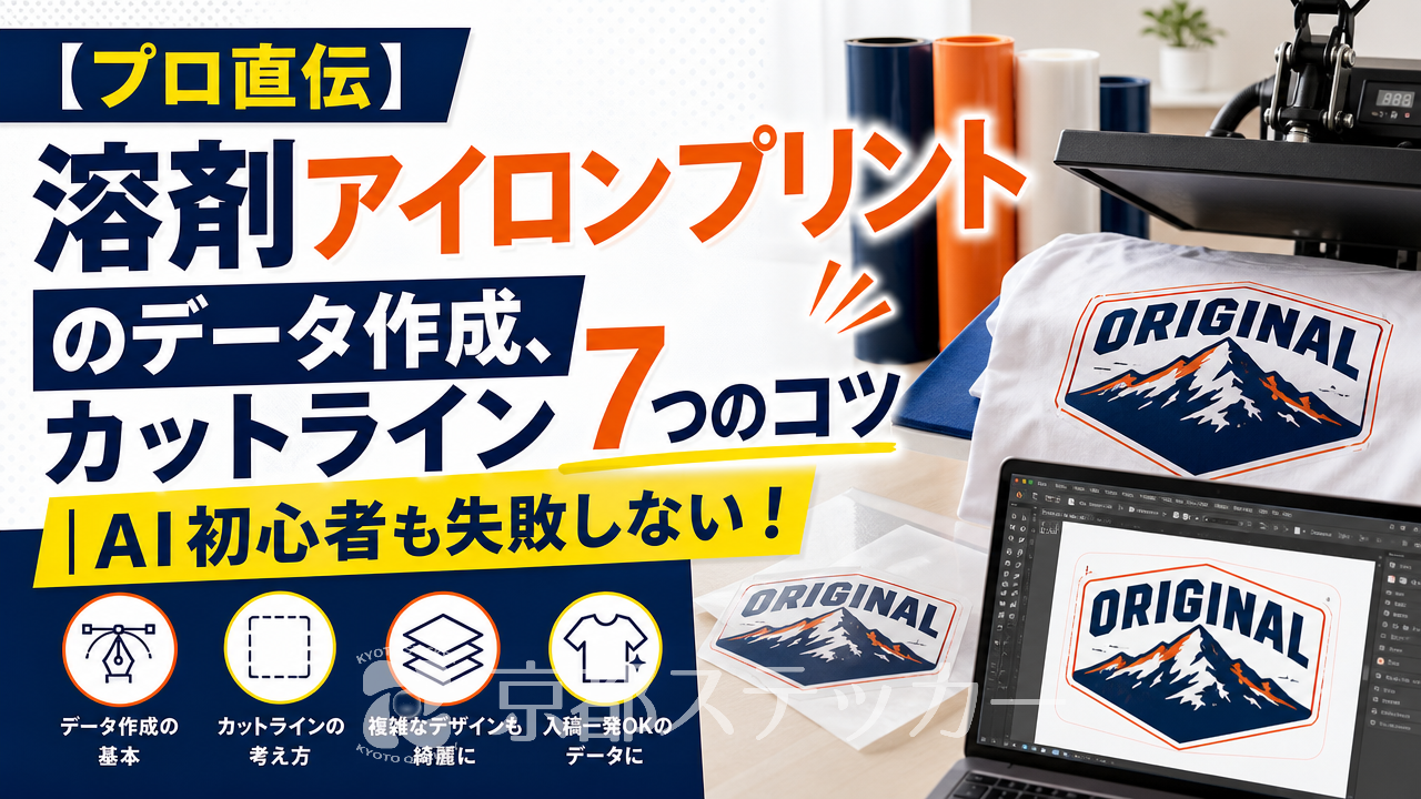 【プロ直伝】溶剤アイロンプリントのデータ作成、カットライン7つのコツ｜AI初心者も失敗しない！