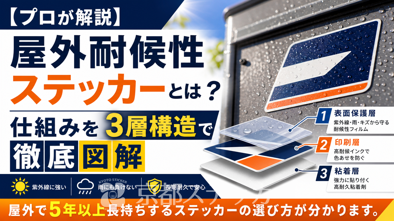 【プロが解説】屋外耐候性ステッカーとは?仕組みを3層構造で徹底図解