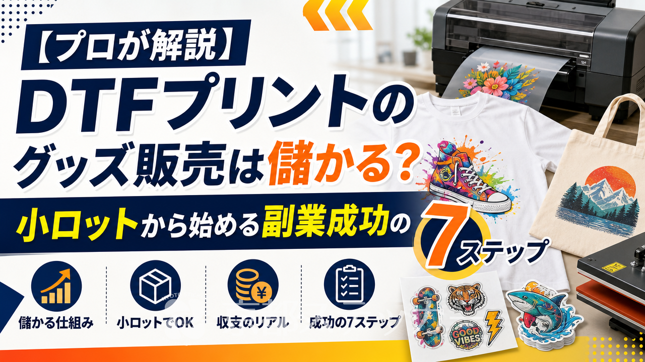 【プロが解説】DTFプリントのグッズ販売は儲かる?小ロットから始める副業成功の7ステップ