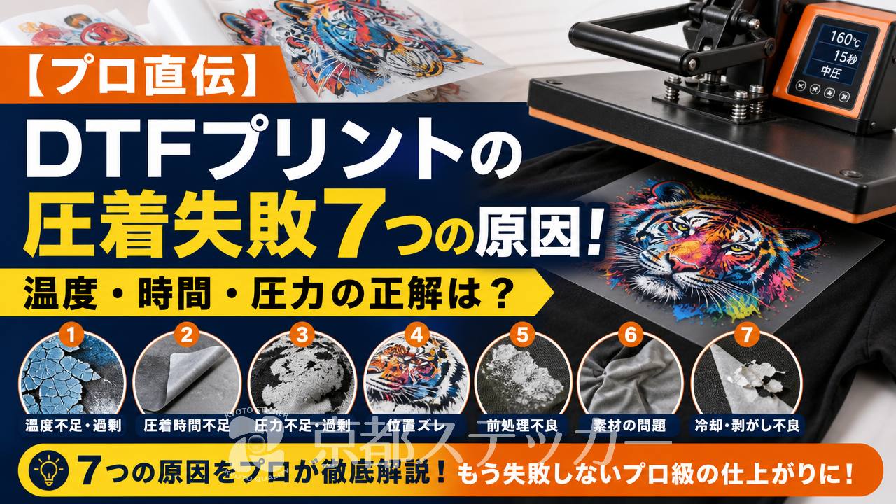 【プロ直伝】DTFプリントの圧着失敗7つの原因!温度・時間・圧力の正解は?