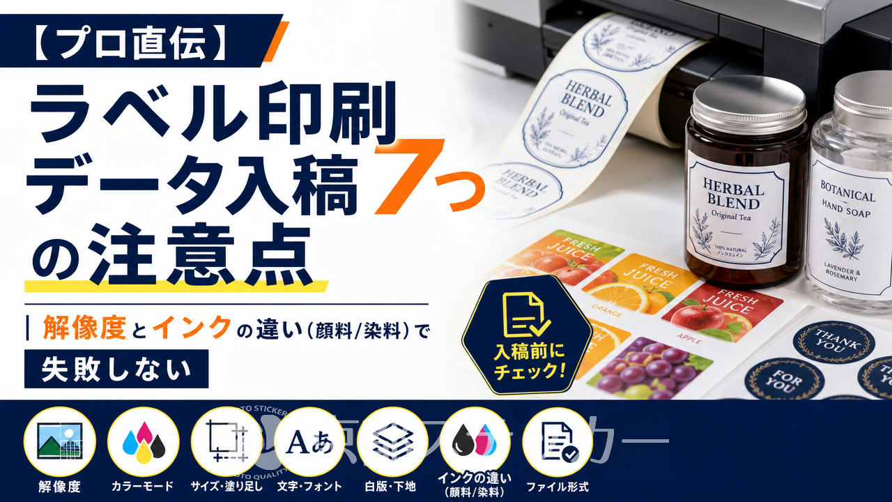 【プロ直伝】ラベル印刷データ入稿7つの注意点｜解像度とインクの違い（顔料/染料）で失敗しない