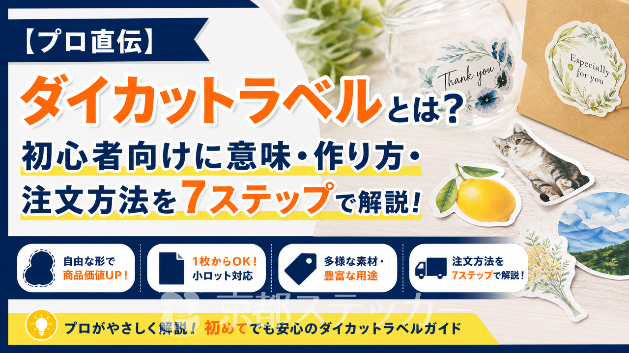 【プロ直伝】ダイカットラベルとは?初心者向けに意味・作り方・注文方法を7ステップで解説!
