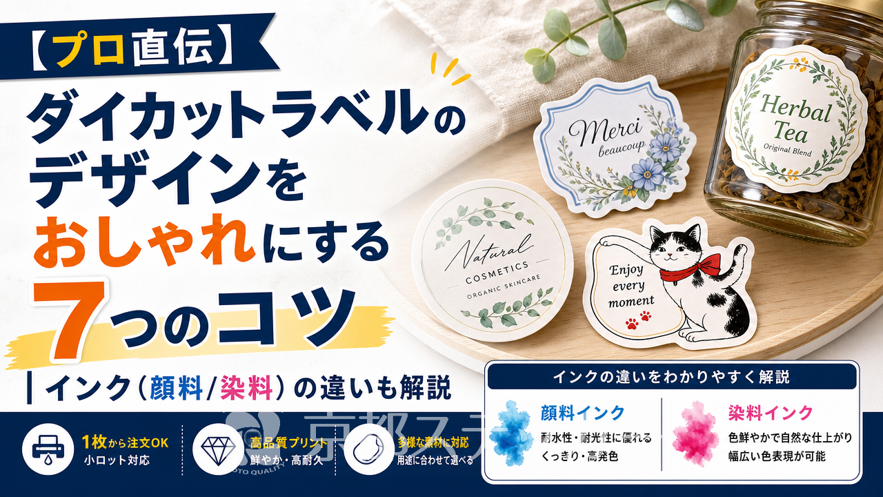 【プロ直伝】ダイカットラベルのデザインをおしゃれにする7つのコツ|インク(顔料/染料)の違いも解説