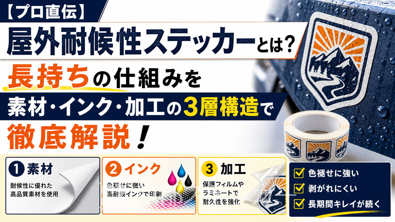 【プロ直伝】屋外耐候性ステッカーとは?長持ちの仕組みを素材・インク・加工の3層構造で徹底解説!
