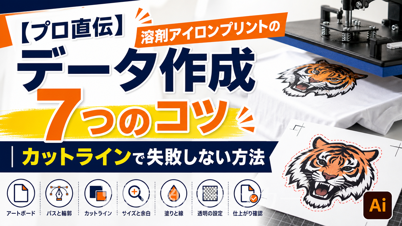 【プロ直伝】溶剤アイロンプリントのデータ作成7つのコツ|カットラインで失敗しない方法