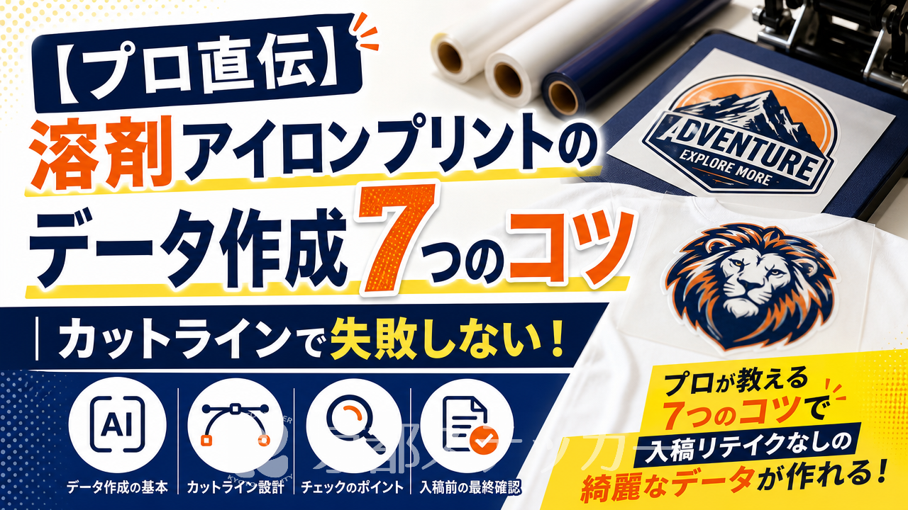 【プロ直伝】溶剤アイロンプリントのデータ作成7つのコツ｜カットラインで失敗しない！