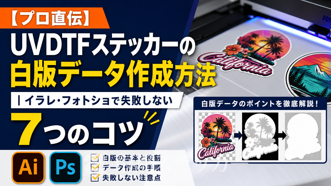 【プロ直伝】UVDTFステッカーの白版データ作成方法｜イラレ・フォトショで失敗しない7つのコツ