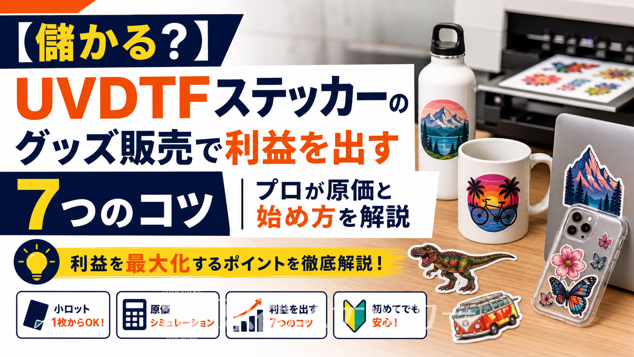 【儲かる?】UVDTFステッカーのグッズ販売で利益を出す7つのコツ|プロが原価と始め方を解説