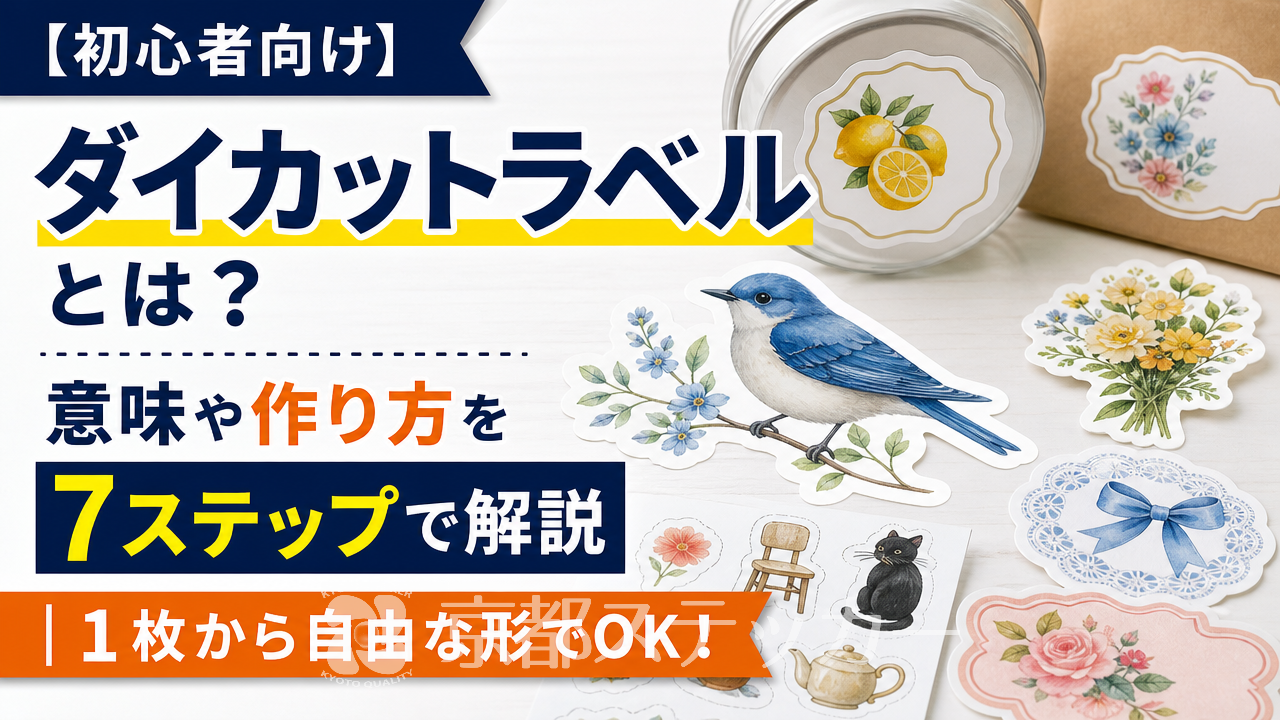 【初心者向け】ダイカットラベルとは?意味や作り方を7ステップで解説|1枚から自由な形でOK!
