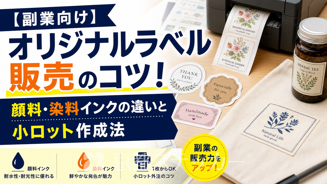 【副業向け】オリジナルラベル販売のコツ!顔料・染料インクの違いと小ロット作成法