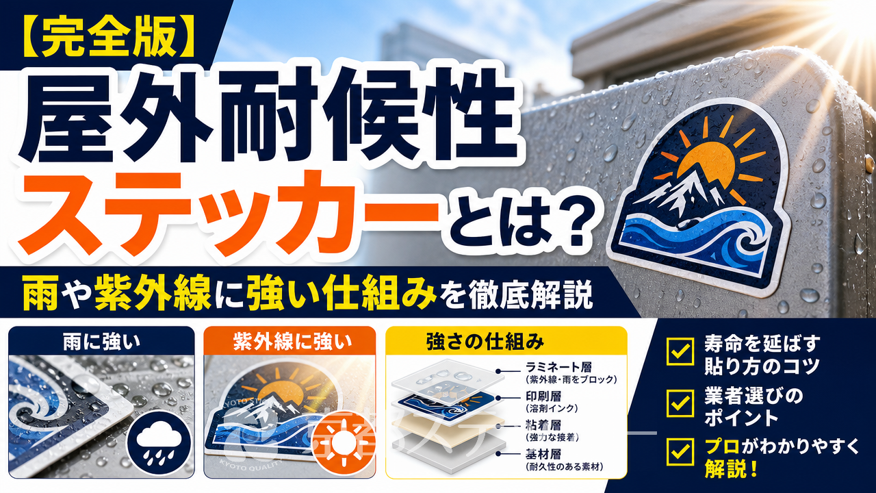 【完全版】屋外耐候性ステッカーとは?雨や紫外線に強い仕組みを徹底解説