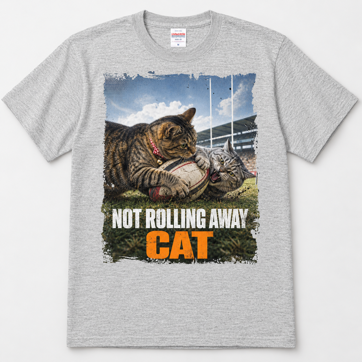 5001-01 ミックスグレーにNOT ROLLING AWAY CATを配置したモックアップ